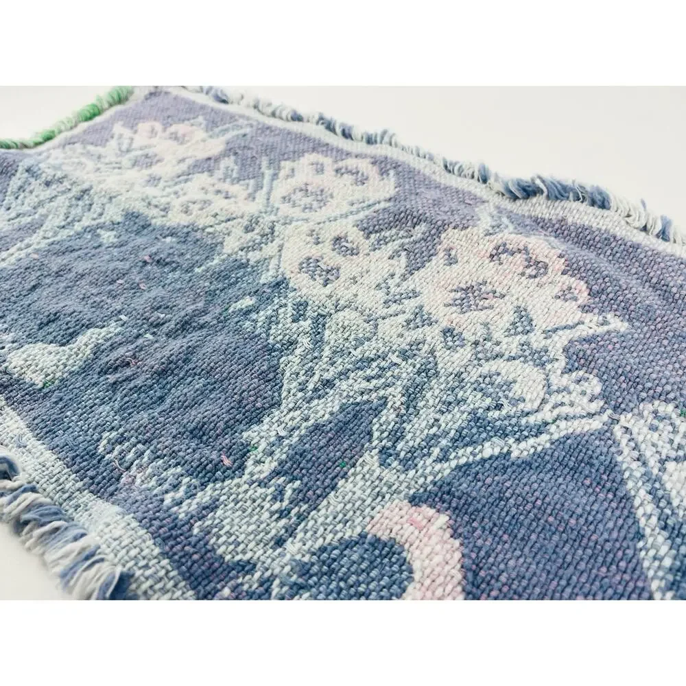 Bunnies Tulips Tapestry Folk Art Table Runner Easter Woven Spring Purple Green P